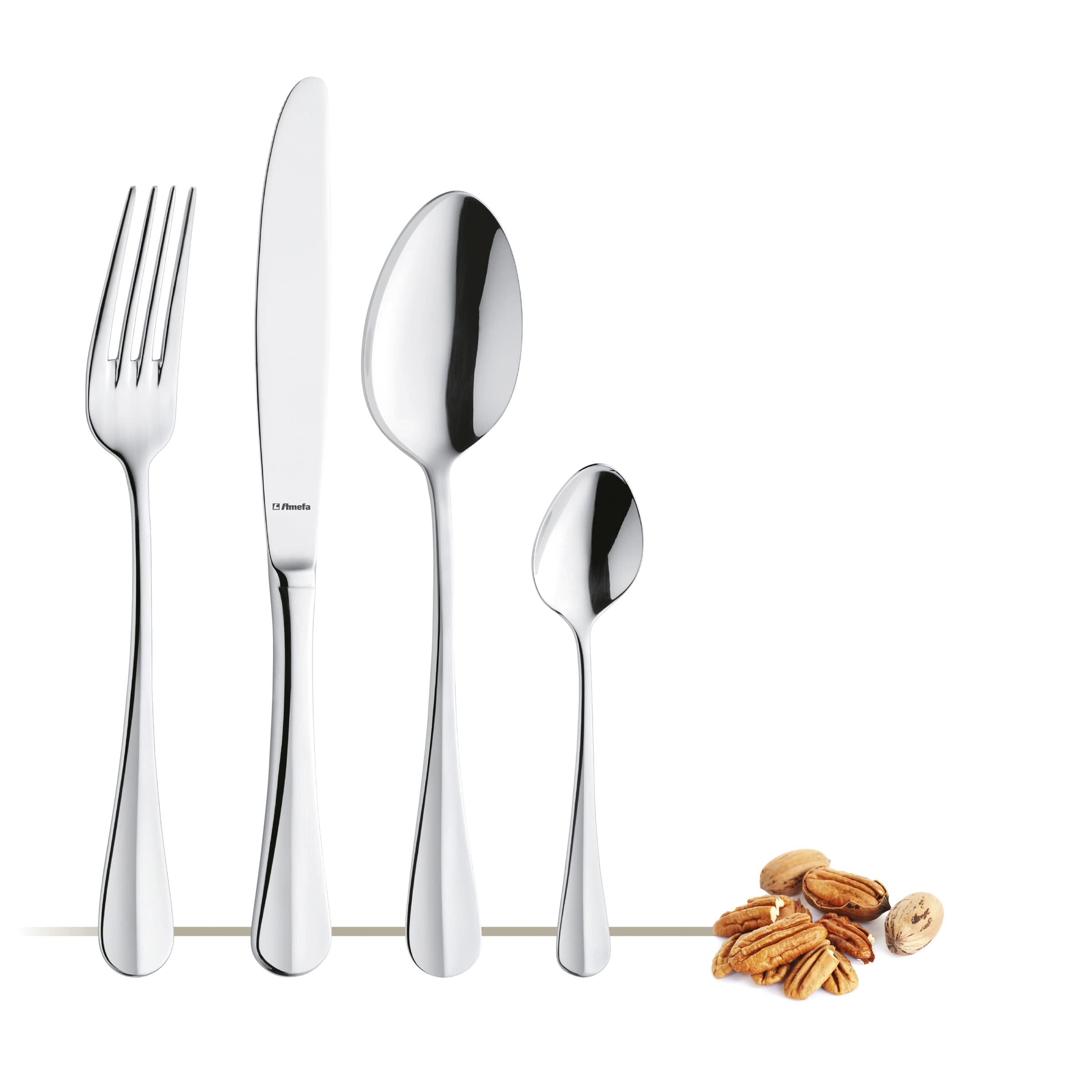 Amefa BAGUETTE Besteck Set für 6 Personen, Essbesteck 24 teilig, Edelstahl poliert & rostfrei, spülmaschinenfest, Tafelbesteck