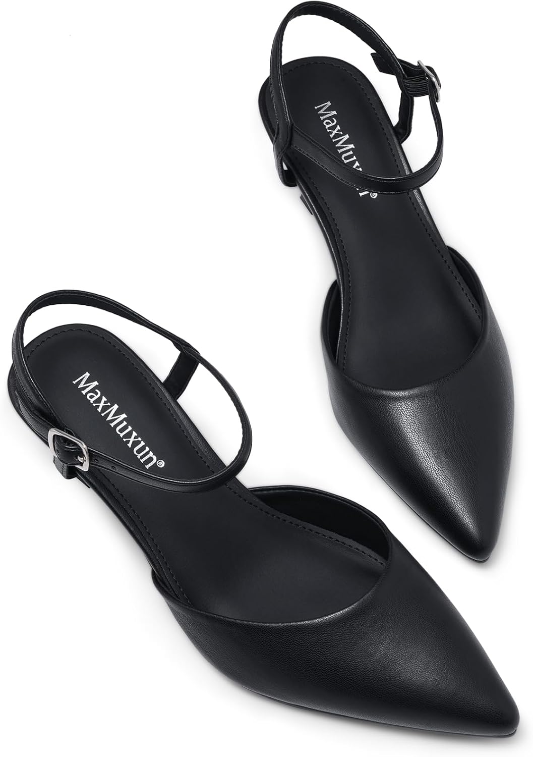 MaxMuxun Kitten Heels for Women Pointed Toe Pumps Ankle Strap Kitten Heels 2.7 Inch Wedding Party Dress Shoes Valentines Day Gifts for Her