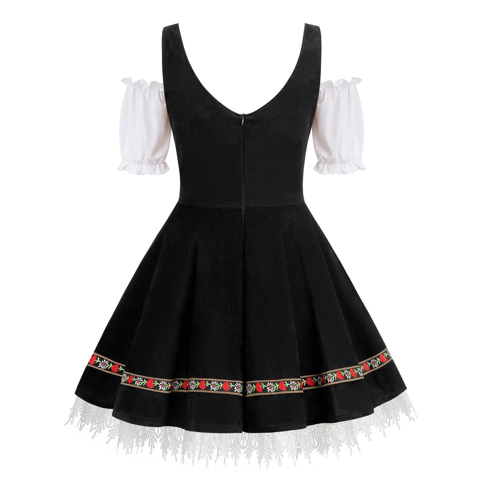 maxToonrain Oktoberfest Outfit Female,Women's German Beer Bavarnian Traditional Short Sleeve Off Shoulders Halloween Costume Fancy Maid Dress for Womens(Black XL) - Image 3