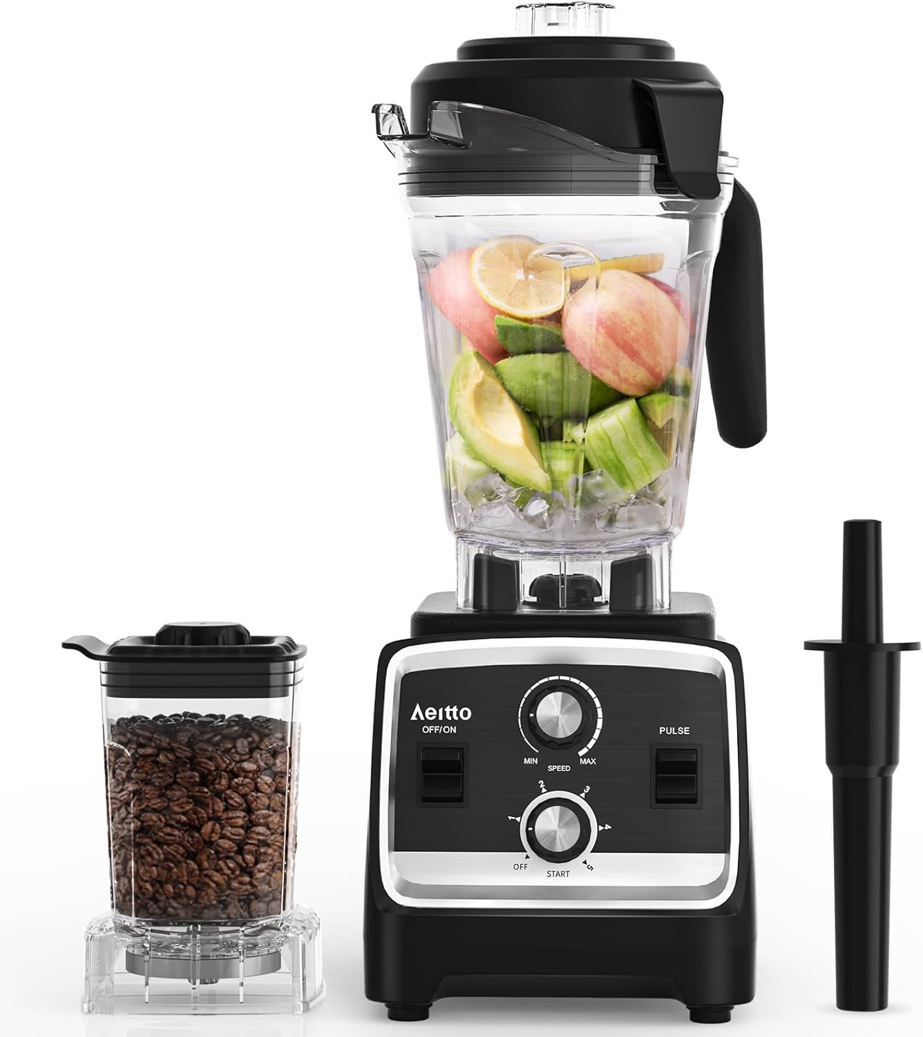 Aeitto Blenders for Kitchen with 1800W Motor, 85 Oz. Extra Large Capacity, 2-in-1 Blender & Grinder Combo, BPA-Free Countertop Professional Blender for Smoothies, Ice Crush, Frozen Drinks, Black