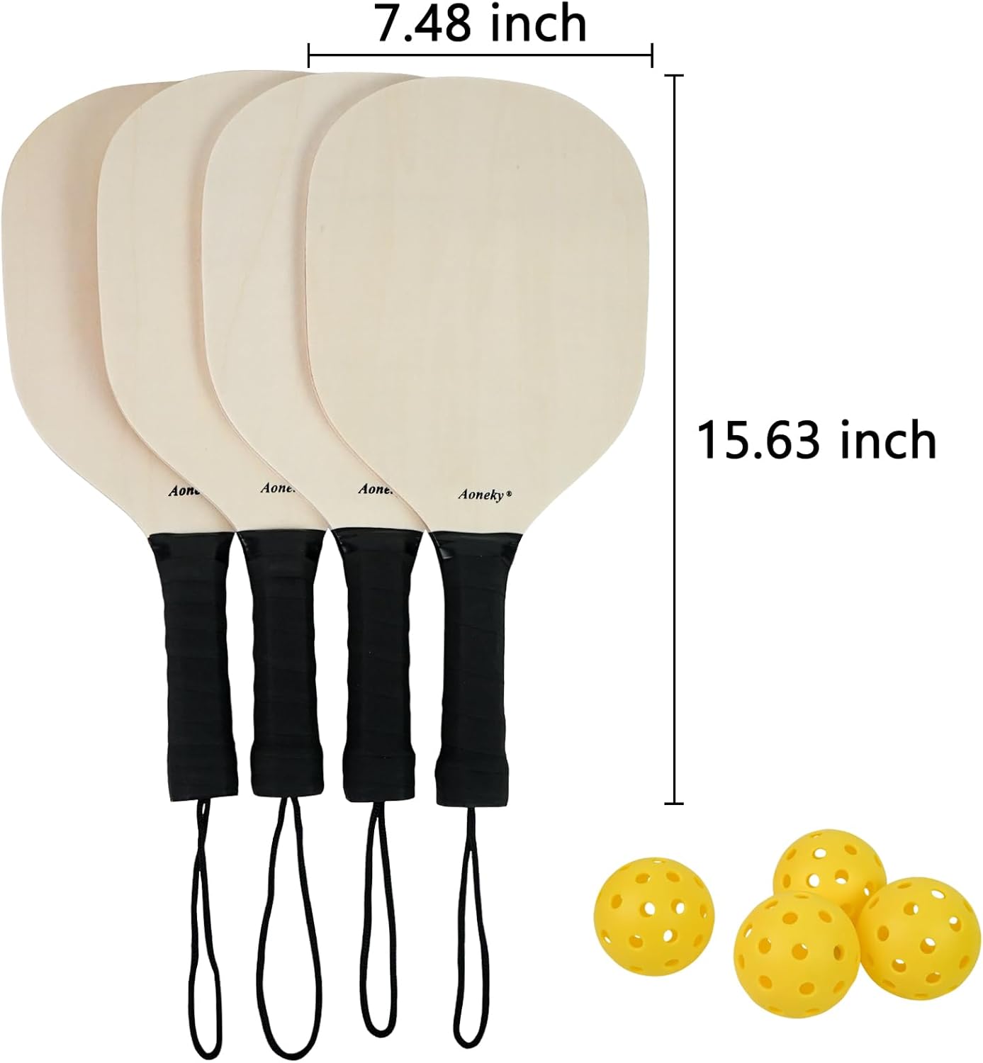 Aoneky Wood Pickleball Paddle Set for Indoor or Outdoor