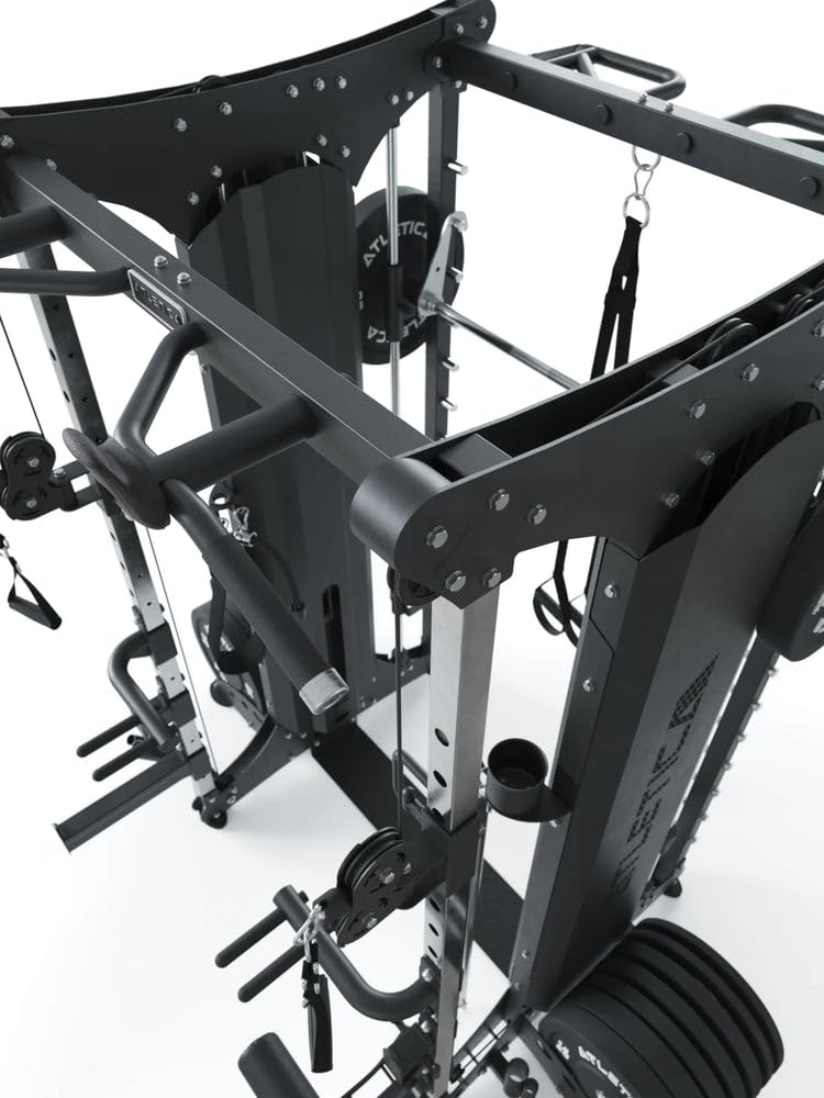 ATLETICA Dual | Multipresse | Doppelseitige Smith Maschine Kraftstation mit Steckgewichten | Studio Qualität | 472kg Eigengewicht | Training zu zweit