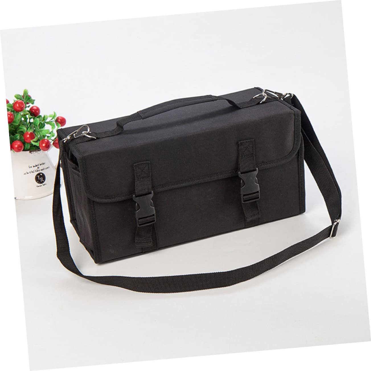 Borsa Porta Pennarelli Scomparti con Tracolla e Cerniera Custodia Porta Penne e Oggetti Adatta per Tavolo o Armadietto