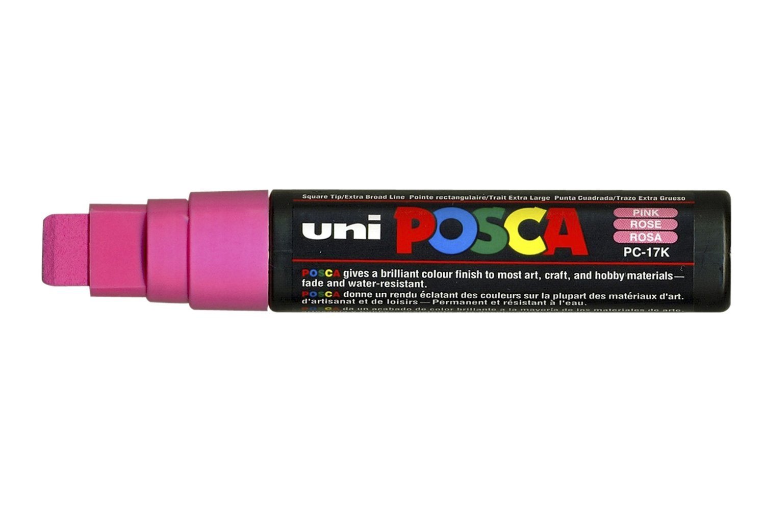 Uni-Ball 186328 - Marcatore Posca Con Punta Rettangolare Extra-Larga, Rosa-image