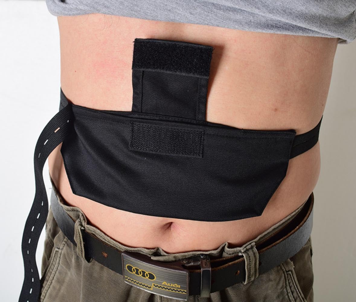 EXTREME Beige Soft Vertical Stoma Belt Ostomy Support Belt Hernia Support Colostomy Belt Hernia Belt Urostomy Belt for Women & Men (Left Side, Size 3 = 32'' to 34'')