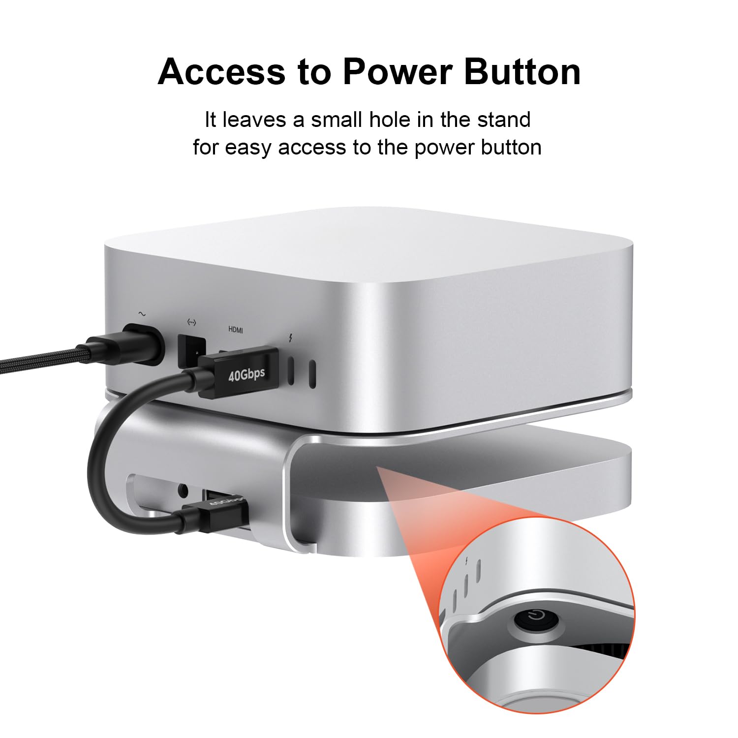 Qwiizlab Hub Aluminum con USB4 per Mac Mini M1/M2 40Gbps Scaffale SSD - Dettaglio