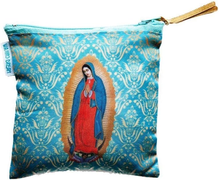 Mexican Our Lady Of Guadalupe Turquoise Coin Purse - By Wajiro Dream MexiPop Art Design