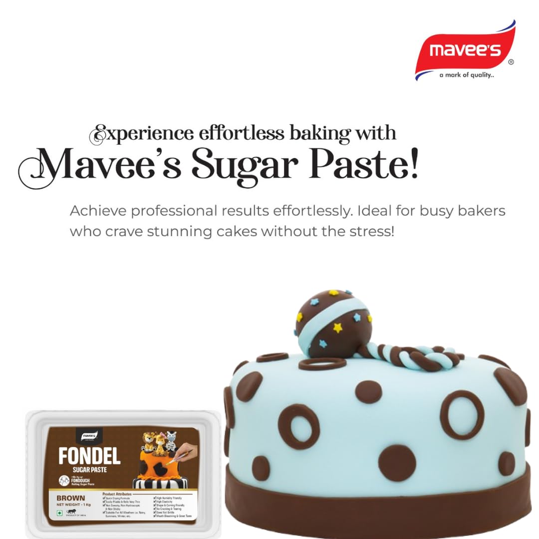 Fondel Sugar Paste - Brown | Premium Sugar Icing Solutions | Fondant for Cake Decoration | Chefs Choice for Cake Decorating | 1 Kg - Image 2 thumbnail
