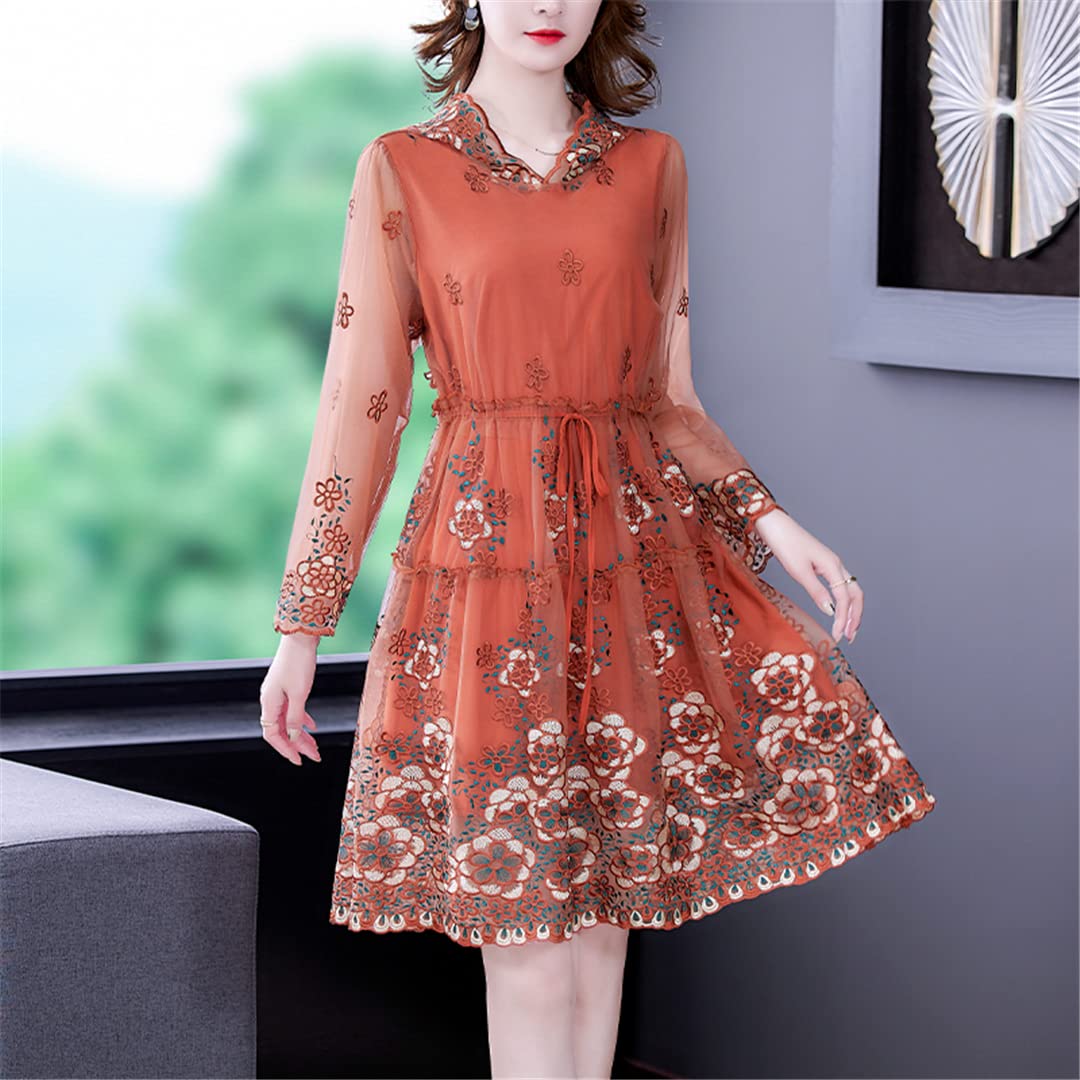 orange mid length dress Women's Orange Midi Dresses