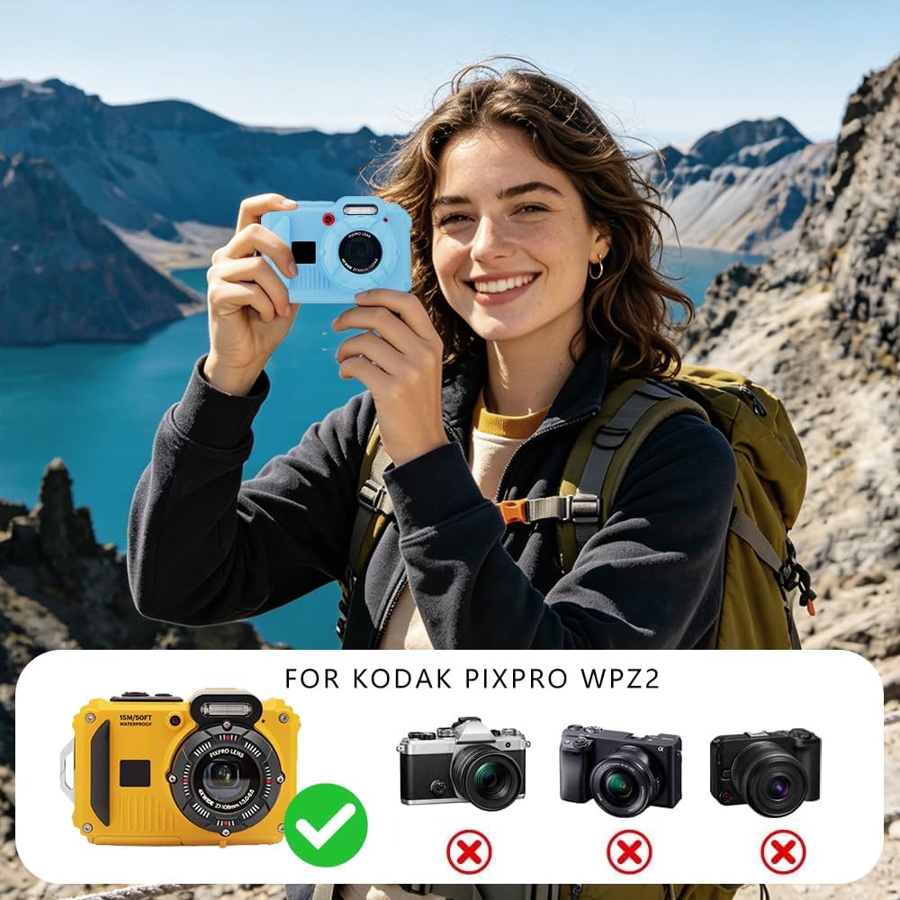 Silicone Protective case for Kodak Pixpro wpz2 Digital Cameras, with Screen Protector and Lanyard, for Kodak Pixpro wpz2 Accessories -(Light Blue)