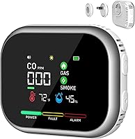 KJYSDS 6-in-1 Plug-in Carbon Monoxide Detector: Natural Gas, Smoke Alarm with Battery Backup, Magnetic Base for Home, RV, Camping