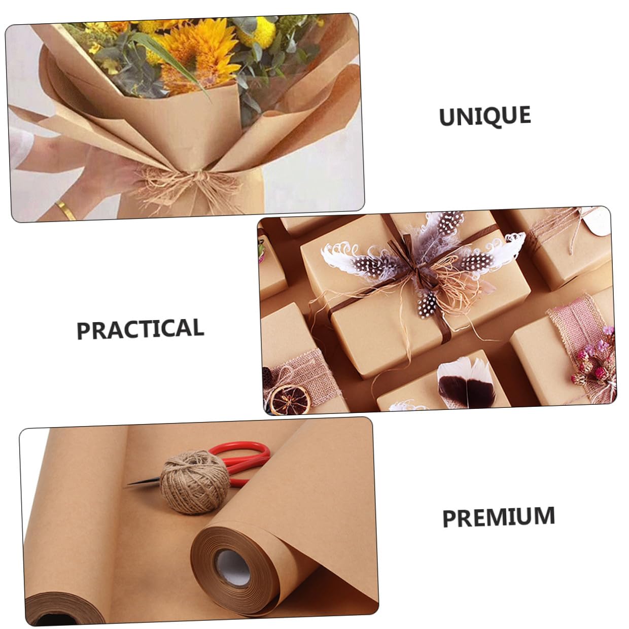 Cabilock Papier Kraft D'emballage Marron 45 Cm X 30 M Surface Lisse sans Odeur pour Emballage Cadeau et Travaux Manuels