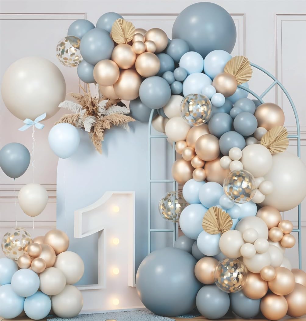 Birthday Balloon Decor Item - 72-Piece | Dusty Baby Blue Balloon Arch Garland Decoration Kit | Perfect for Birthday Parties, Baby Showers, Weddings, Anniversaries, Special Event