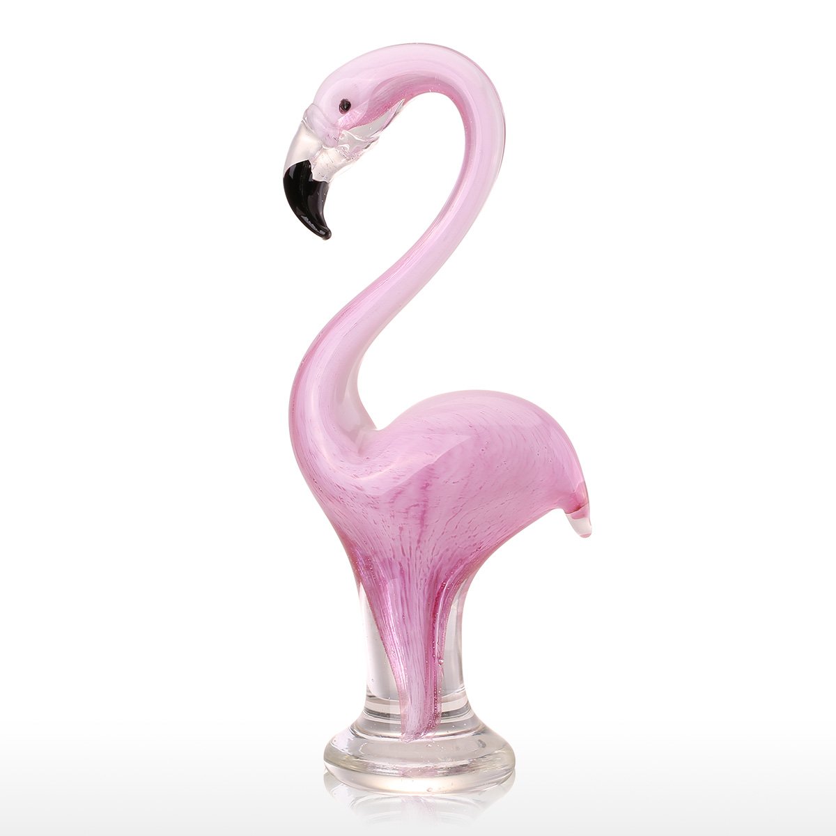 Tooarts Glass Sculpture Figurine Statue Ornament Home Decoration Glass Animal Flamingo Bird