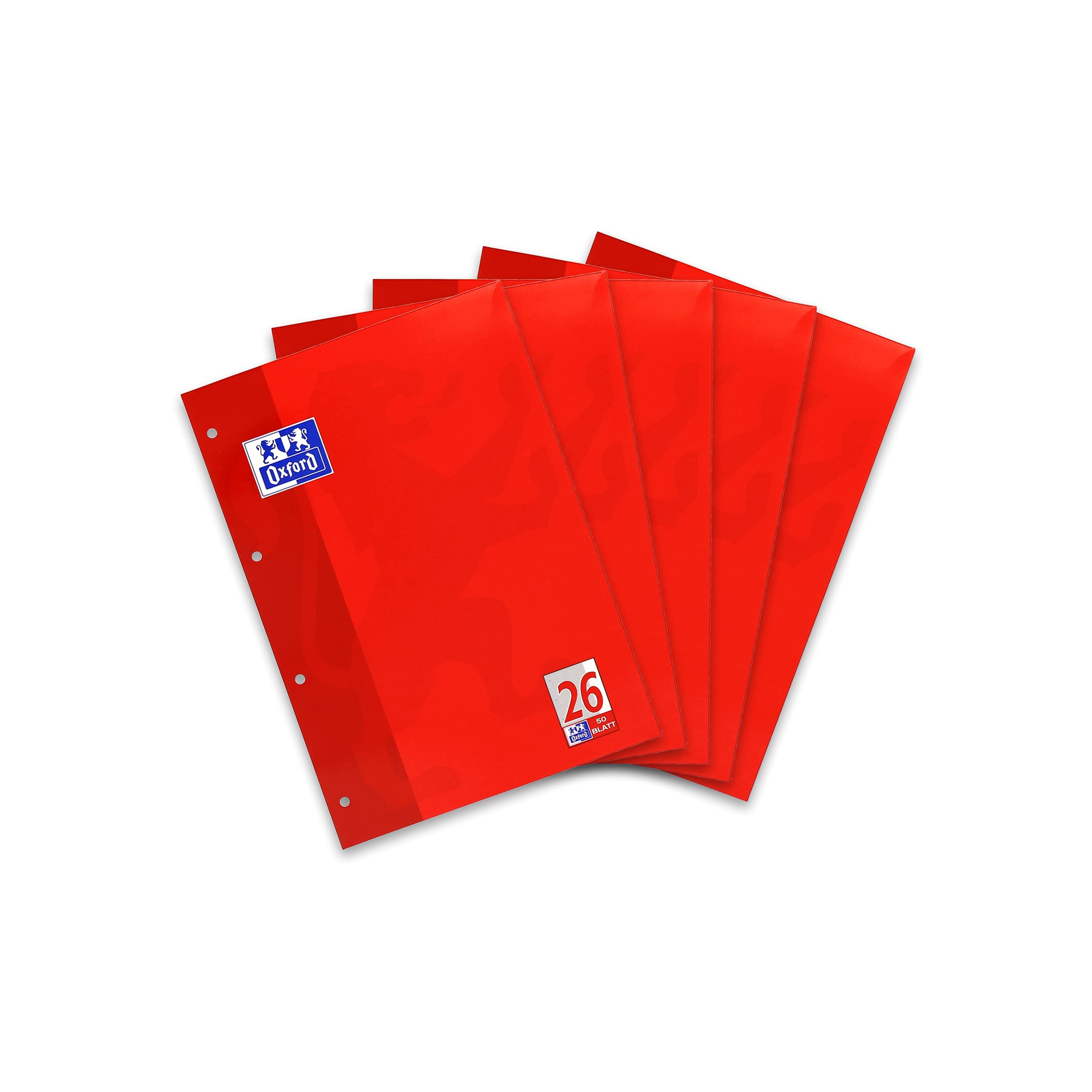 Oxford School Notepad, Ruled, Glued at Top A4, 5er-Pack