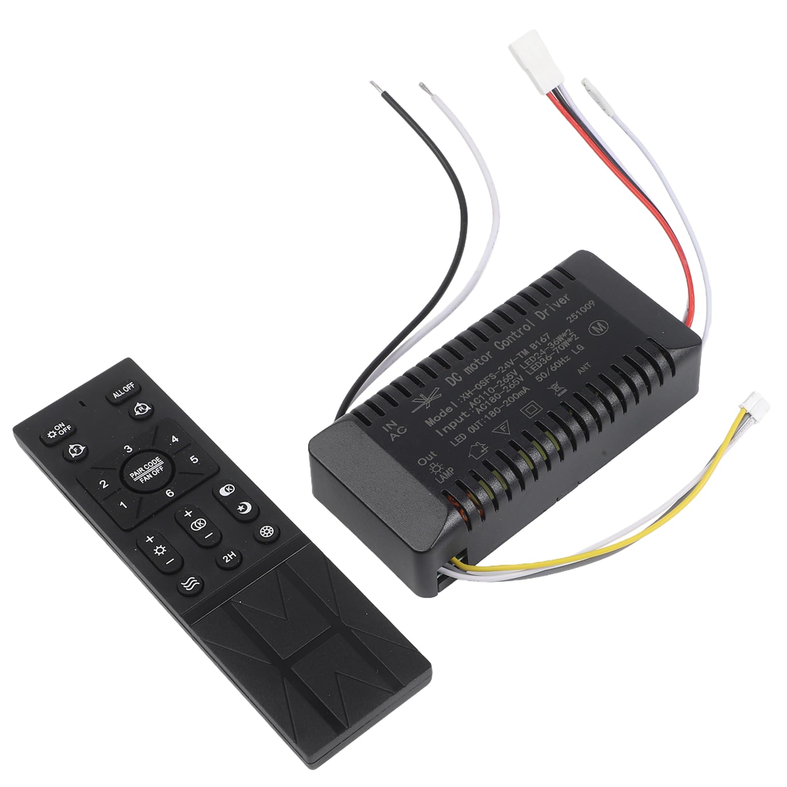 Kit de control remoto de luz de ventilador de techo, 6 velocidades, controlador regulable de frecuencia variable con función de monitoreo de batería