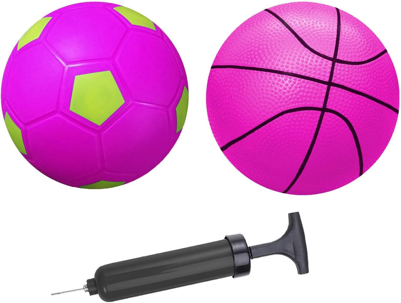 ABAJI Mini 2 Pack Toy 5 inch Basketball Soccer Ball Pump Needle Rubber Material Mini Hoop Toddlers Kids Teenagers Swimming Pool Indoors Outdoors
