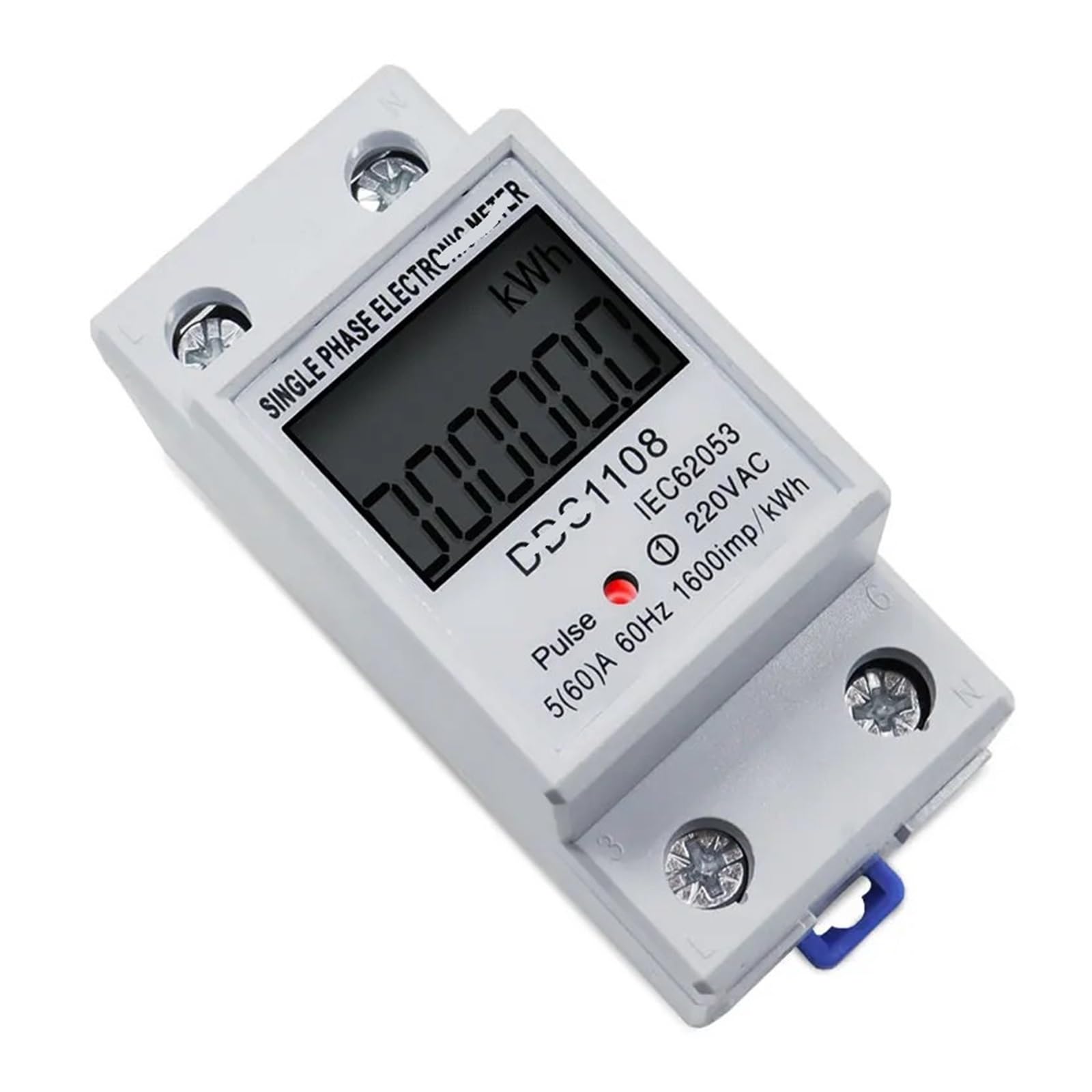 Jednofazowy cyfrowy licznik energii elektrycznej LCD AC W - godzina 220V 60A 50Hz na szynie DIN