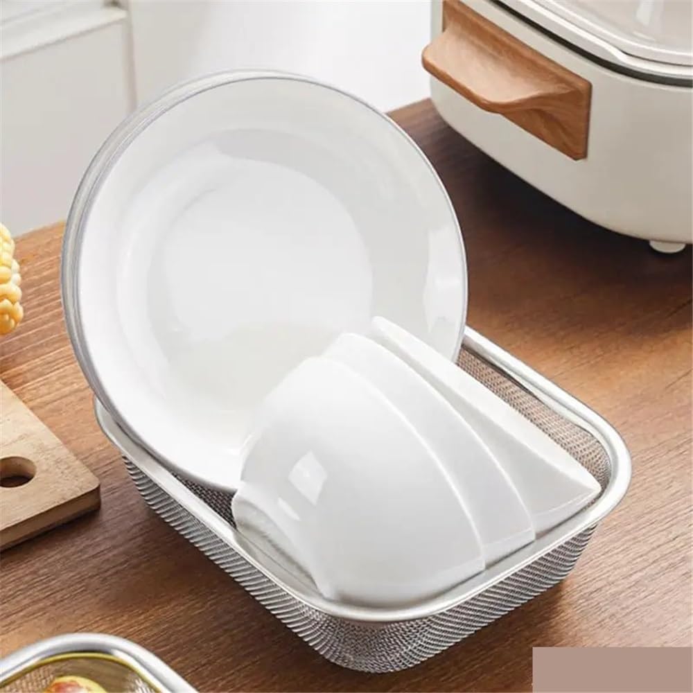 Cesta para freidora 1 paquete de filtro aceite malla fina rectangular cesta acero inoxidable(Grande)