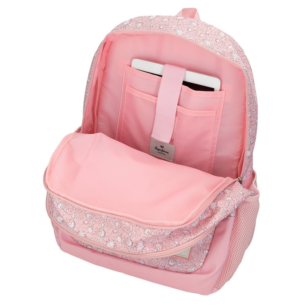 Pepe Jeans Mia Mochilas casual, mochila escolar rosa claro portaordenador, varios compartimentos, fabricada en Poliéster de Joumma Bags