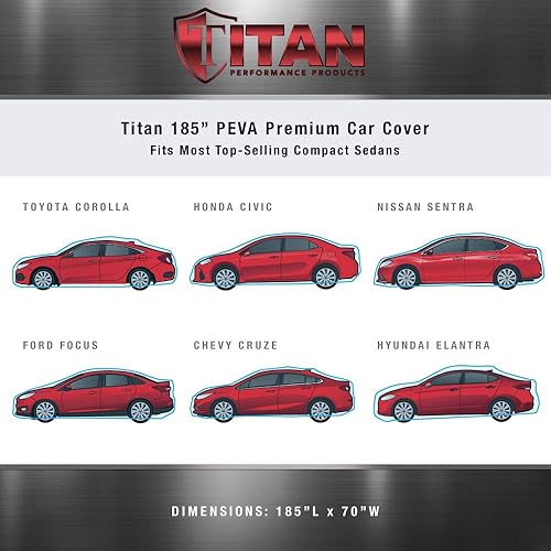 Miniatura 4 de Titan - Funda de automóvil PEVA multicapa prémium para sedanes compactos de 176 a 185 pulgadas impermeable protección UV forro protector