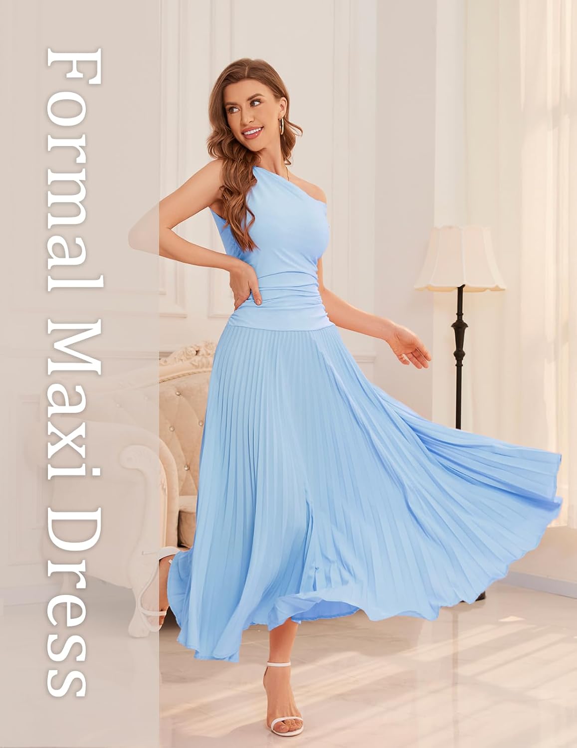 Bbonlinedress Formal Maxi Prom One Shoulder Pleated Cocktail Dress Women Wedding Guest Summer Daily Long Party Dresses - Image 3