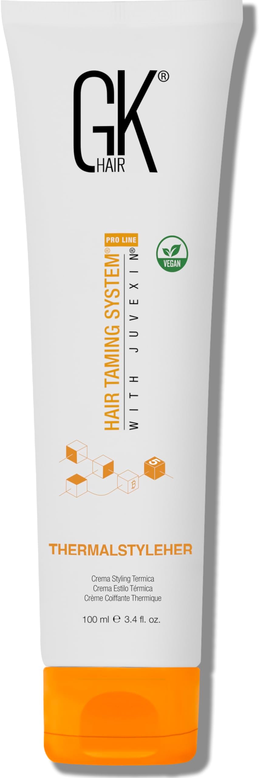 GK HAIR Global Keratin ThermalStyleHer Hair Cream (3.4 Fl Oz/100ml) - Thermal Styling Blow Dry Heat Protectant Cream - Anti Frizz Damage Protection Styling Cream for All Hair Types