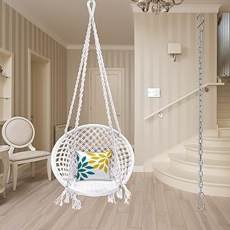 Patiofy Swing/ Swing for Adults and Kids/ Zula for Home Adults Balcony/ Jhula for Adults Balcony/ Swing for Living Room with 4ft Long Hanging Chain with 2 S'Hooks White Jhoola