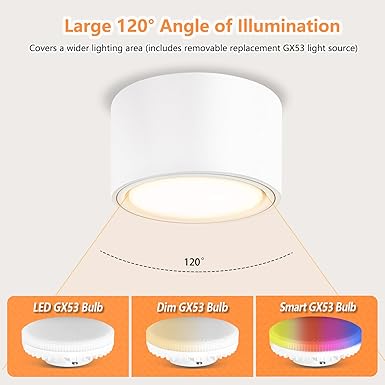 GeyouLux 4 x LED opbouwspots wit - Ø95x55mm - opbouwspots plafond met 6W 680LM GX53 module 230V-3000K warm wit - plafondspots aluminium, opbouwlamp, opbouwlamp photo 3