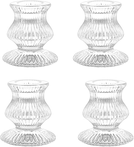 Miniatura 5 de 4 portavelas de cristal, pequeños portavelas para otoño, bodas, fiestas, cenas, centros de mesa, portavelas de vidrio para sala de estar, decoración