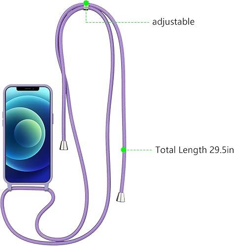 Vista 3 de ZTOFERA Funda para iPhone 1212 Pro con correa, funda cruzada para teléfono con cordón ajustable para el cuello para el hombro, silicona suave a