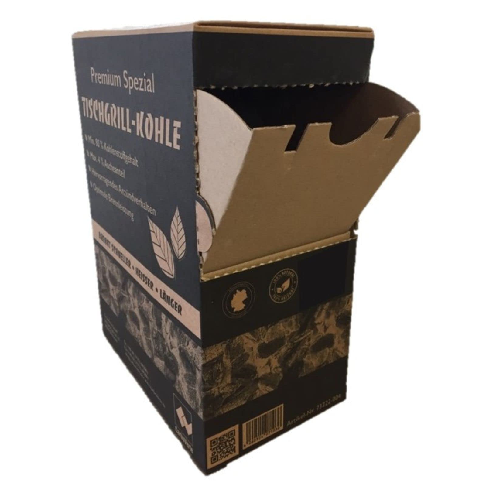 3 x 1 kg Premium Spezial Tischgrill Holzkohle für alle handelsüblichen Tischgrills, rauchfrei, 100% Buche, im praktischen Schüttkarton