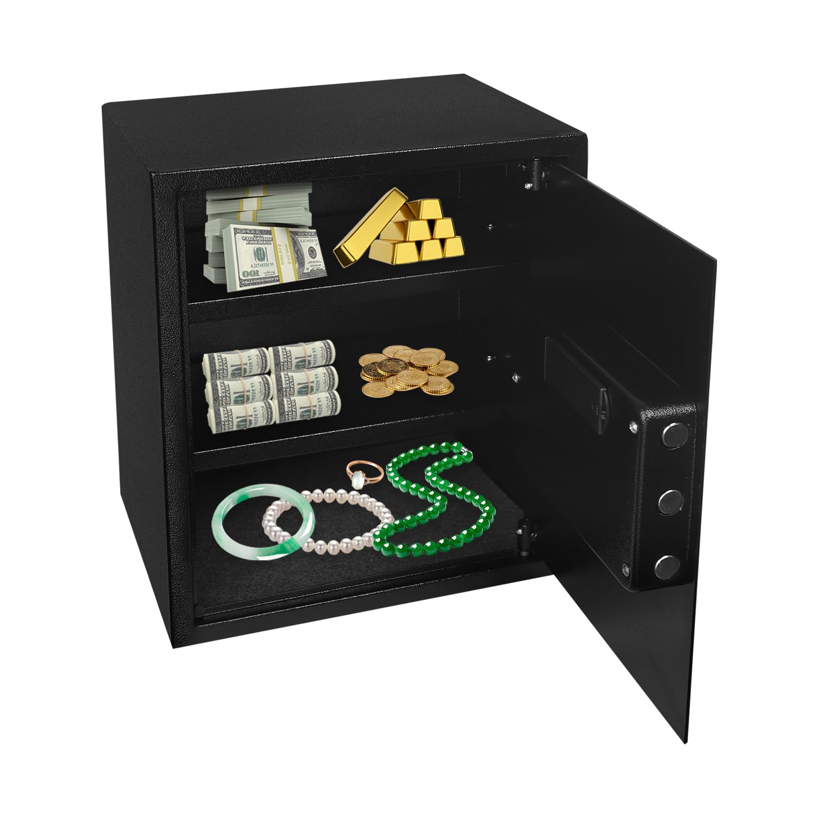 Caja fuerte, con cerradura de teclado digital de acero, antifuego, doméstica pequeña caja fuerte, para depósito de efectivo, joyas, objetos de valor, certificados, propiedad, etc
