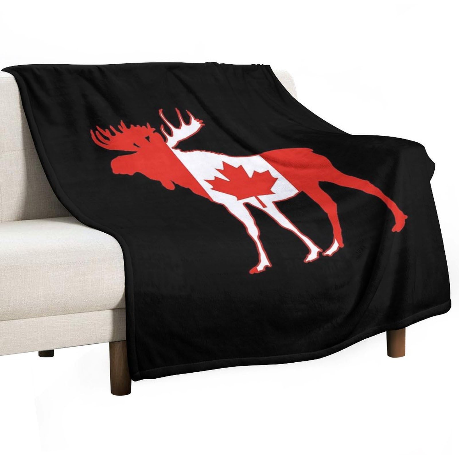 Qjjinxior Flannel Blanket, Canada Deer Throw Blanket for Couch Sofa Bed Office, Soft And Comfortable Without Pilling