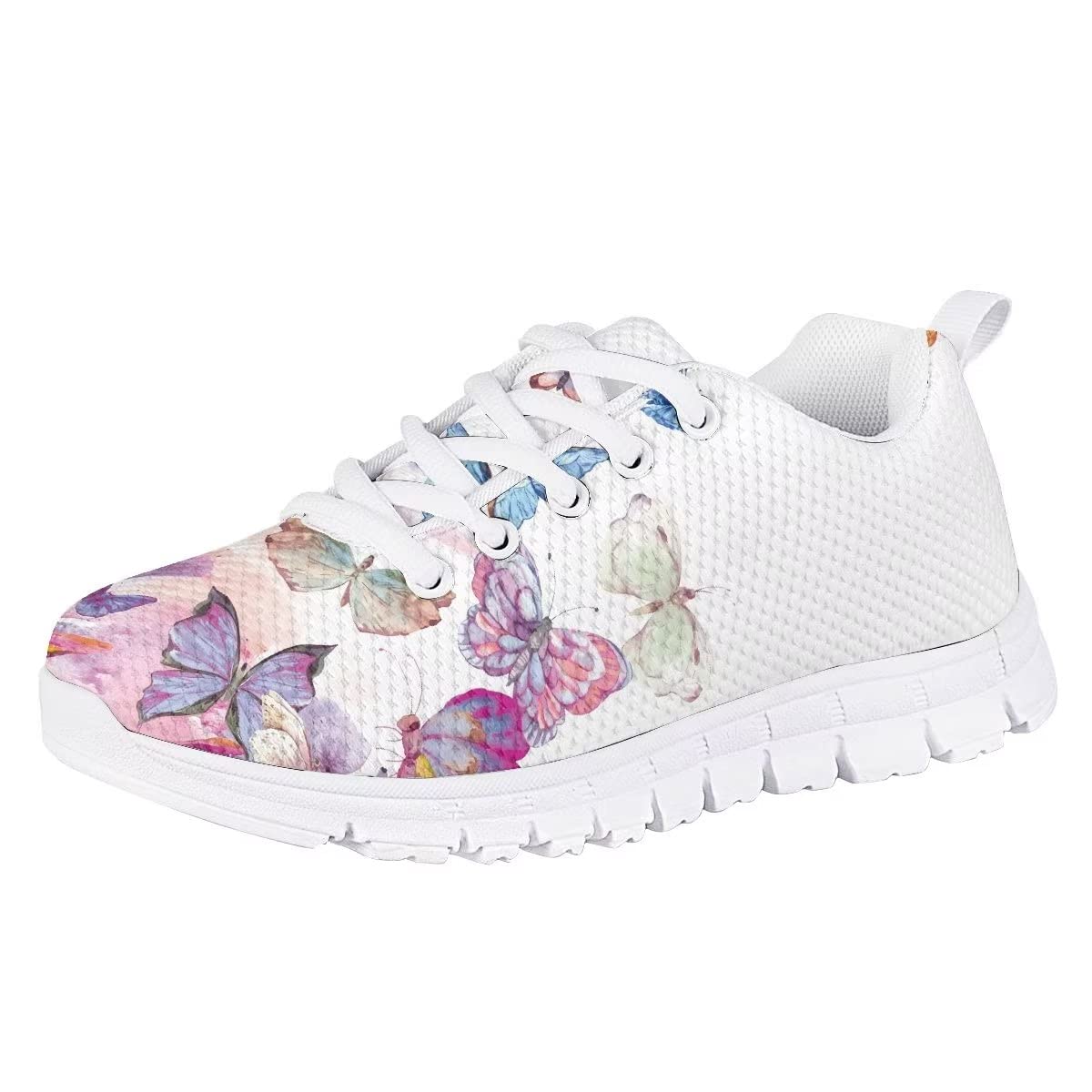 Hawapod Art Butterfly Kids Sneakers for Boys Girls Running Tennis Shoes Lightweight Breathable Sport Athletic Girls Tennis Shoes Flat Anti Slip Sneakers