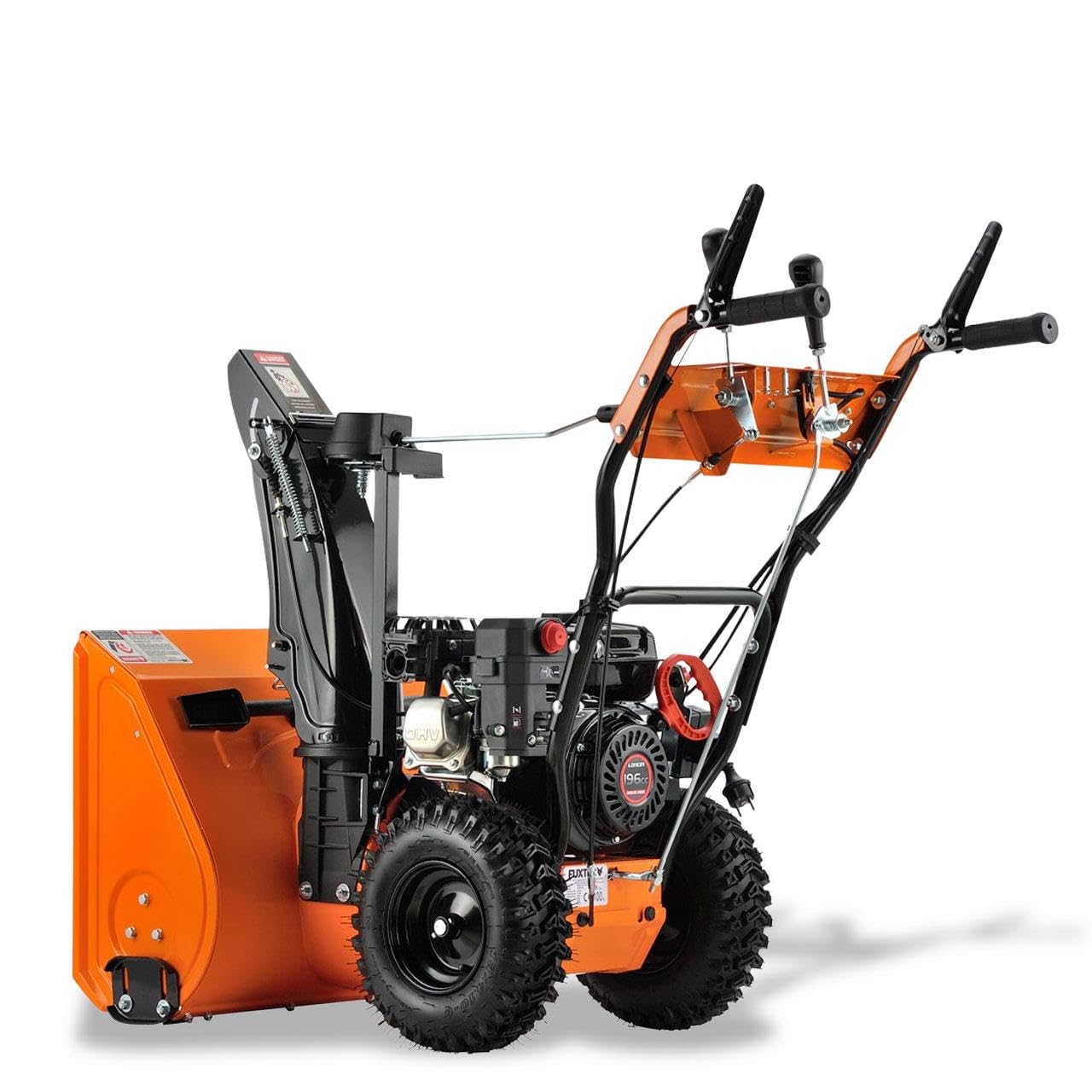 FUXTEC Benzin Schneefräse FX-SF2196 mit 196ccm (5,5 PS) 4-Takt-Motor - 61 cm Räumbreite, 51 cm Räumhöhe &11m Auswurfweite – E-Start, 4 Vorwärtsgänge & 1 Rückwärtsgang – schwenkbarer Auswurfschacht