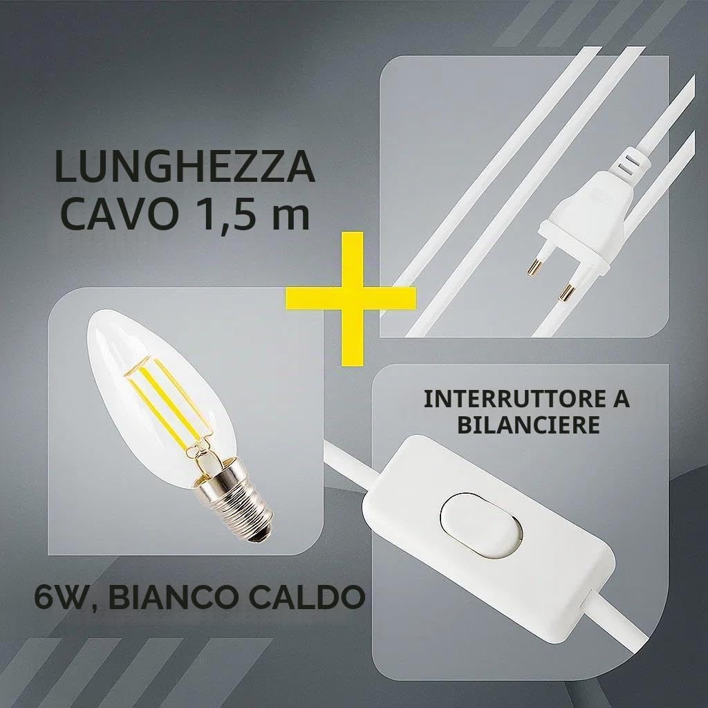 Lampada da Tavolo in Ceramica Con LED 6 Watt, Decorativa da Comodino, Bianca, Illuminazione Decorativa (Cilindro)