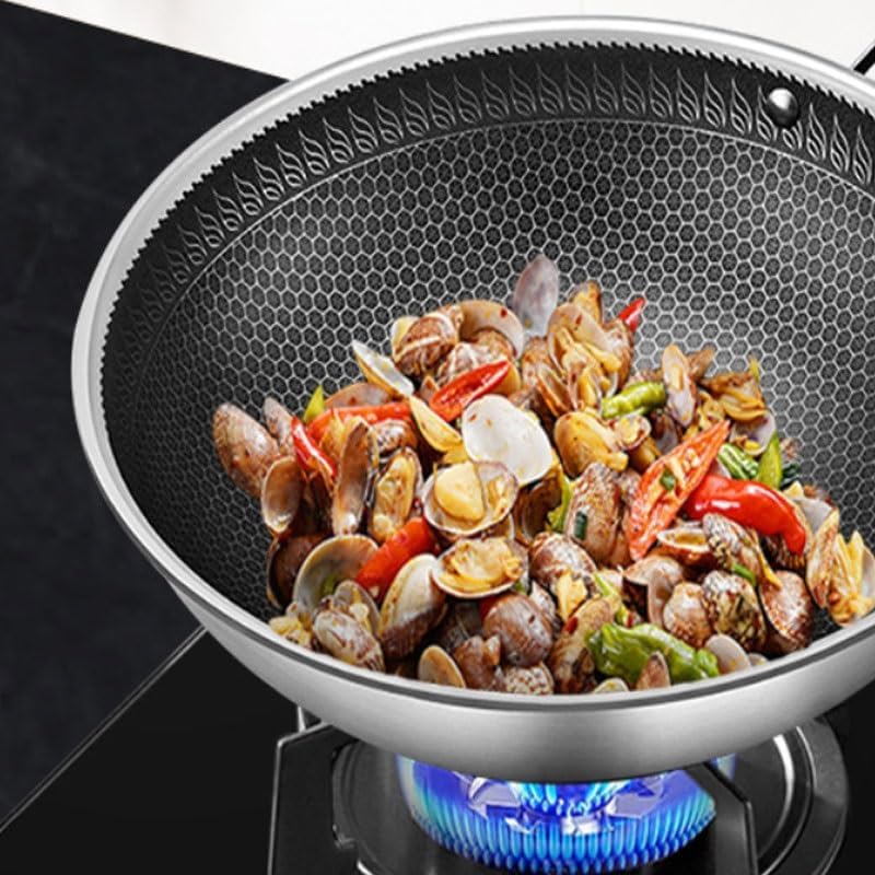 Honeycomb Frying Pan Set Thickened Three Layer Steel 304 Stainless Sauté