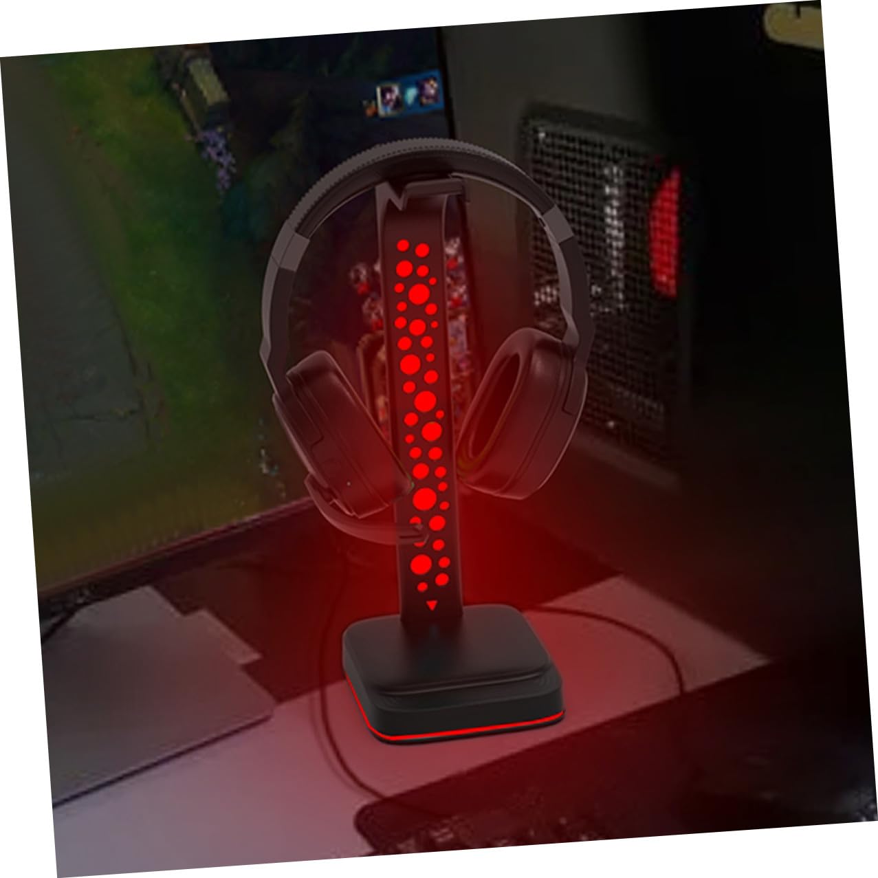 POPETPOP Soporte Diseño USB Auriculares Concentrador RGB para Gaming Abs y Adecuado para Escritorio Pc para Exhibición y Uso Prolongado