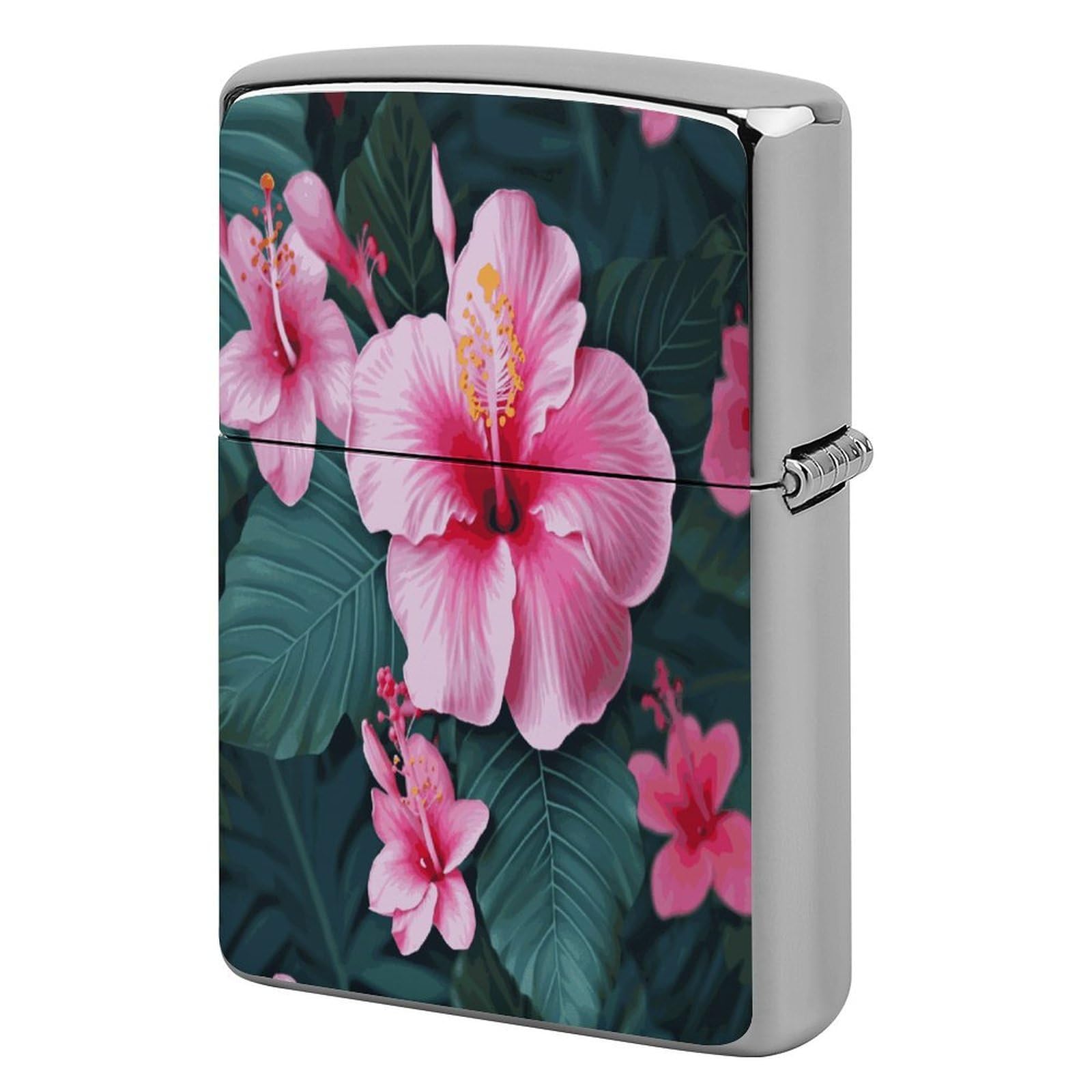 Btcowzrv Style Hawaii Pink Flower Metal Lighter Case Sleeve Cover Holder