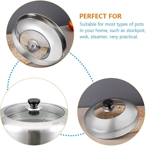Miniatura 9 de YARNOW Tapas de sartén de acero inoxidable Cubierta de olla de metal Mango de tapa de olla de cocina grande para cocinar