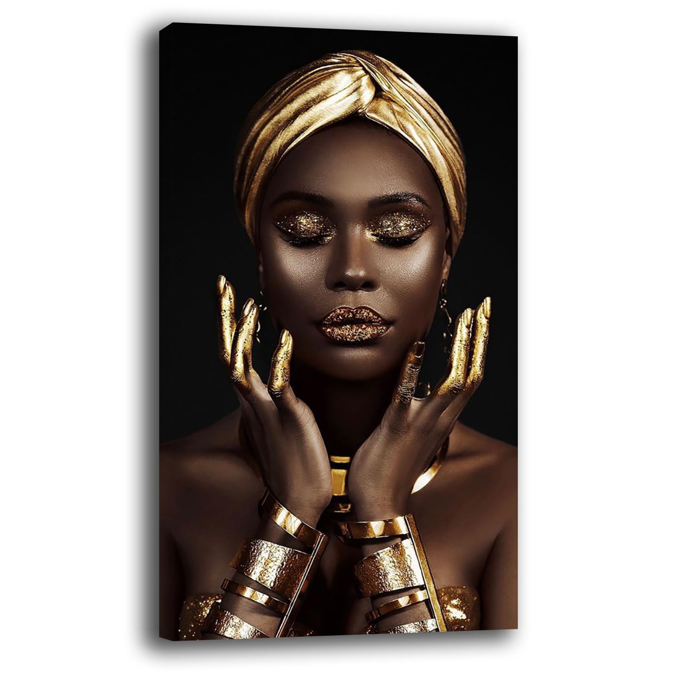 Printerland Quadro Moderno Donna Ragazza Africano Quadri moderni Etnici soggiorno da Parete XXL grande Stampa su tela Canvas Decorazione Murale muro Arredo Camera da letto Cucina (6, 50x100 cm)