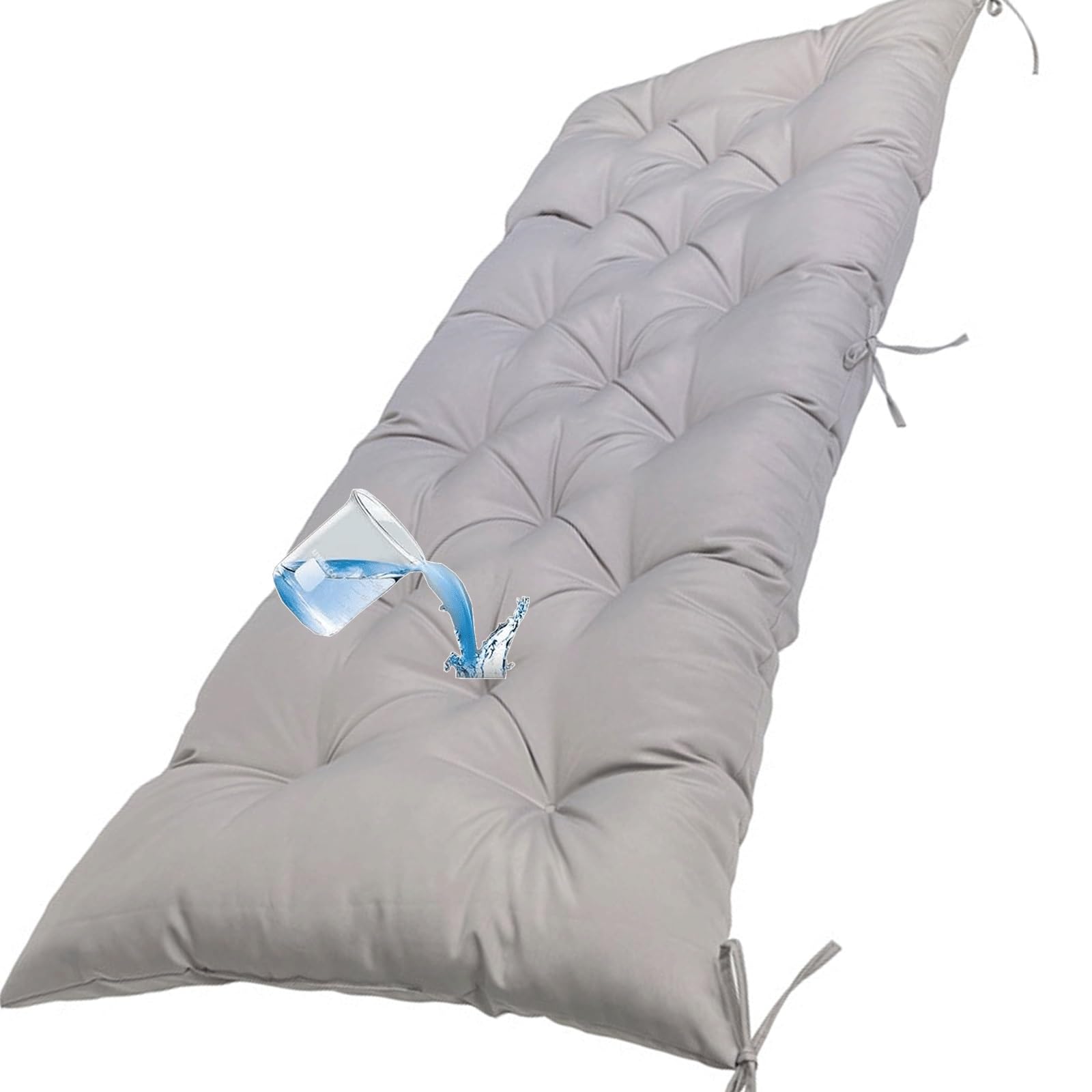 Coussin de banc de jardin 2 places gris clair imperméable 120x50 pour terrasse