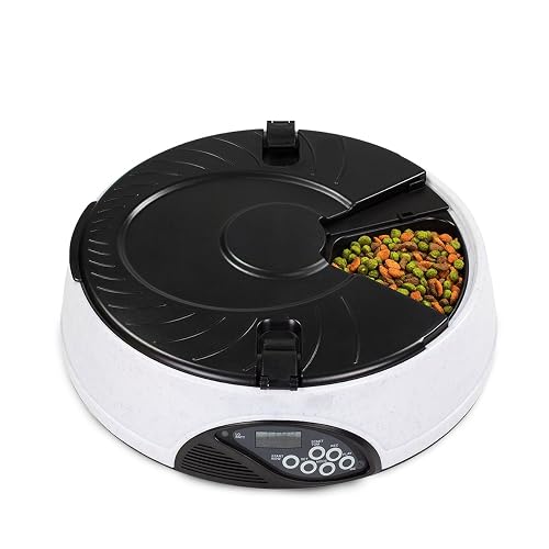 PETCUTE Comedero automático de gatos y dispensador de alimentos para mascotas con grabadora de voz (6 comidas…