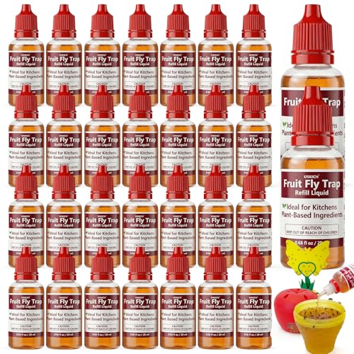 30 Pack Fruit Fly Trap Refill Liquid 0.68oz/ Bottle Liquid Fly Traps Refill for Indoors Effective Lure Refill Gnat Catcher for Home Kitchen Use Non Toxic Safe Near Food