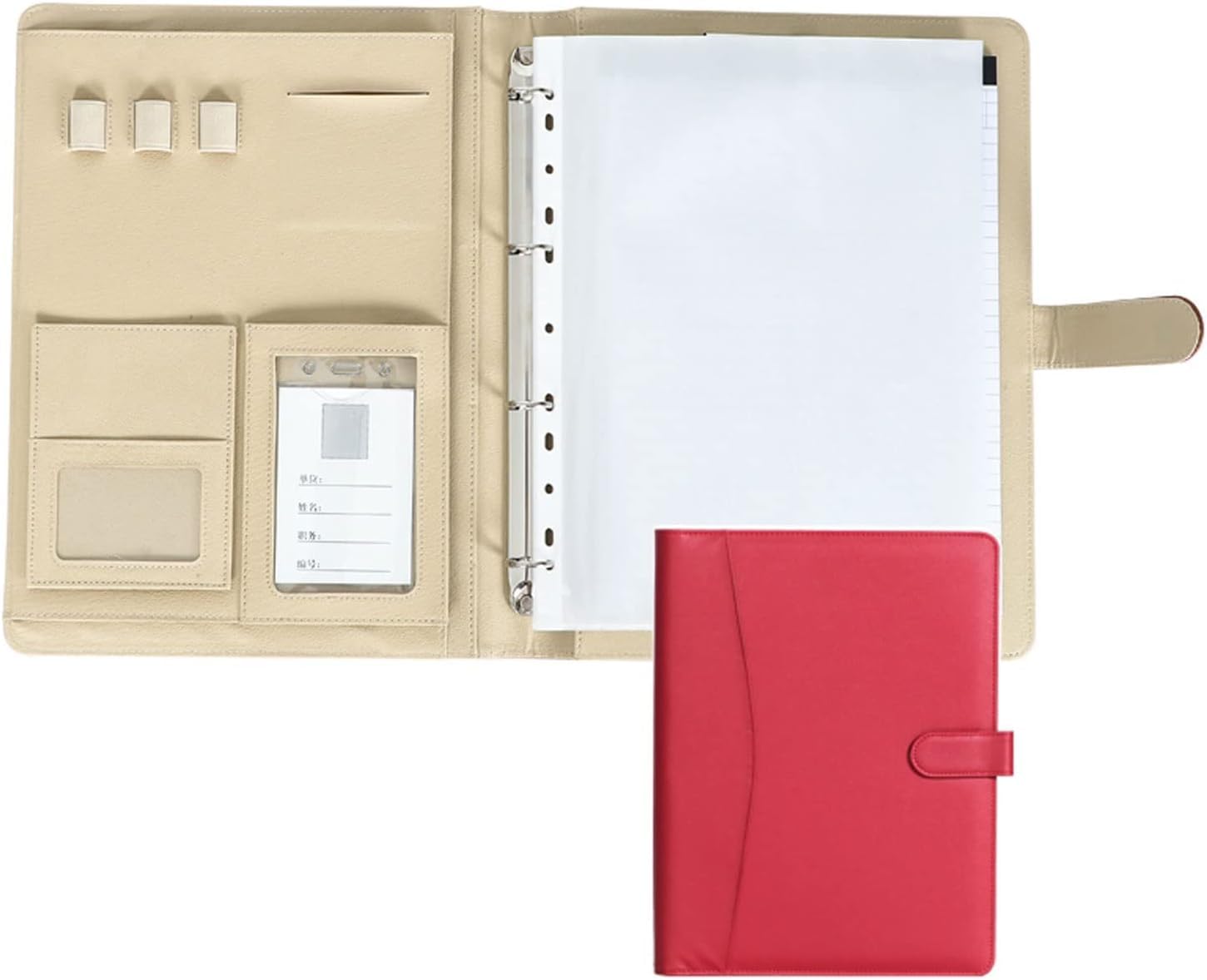 A4 Cartella di Lavoro, Cartella per Appunti, Padfolio, 4 Raccoglitore Ad Anelli, Cartella Portfolio Aziendale, Conferenza E Presentazione per Documenti, Cartelle di Presentazione, Red, No Calculator
