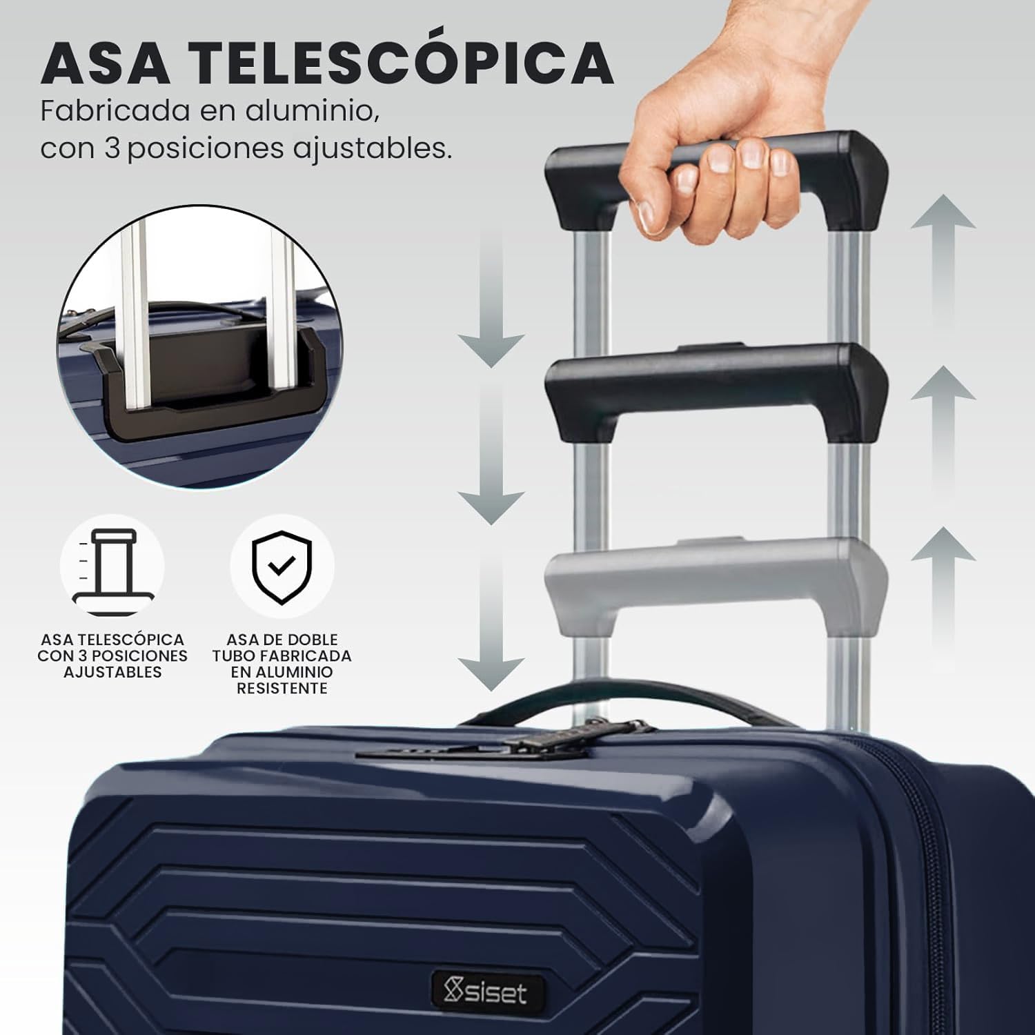 Air Nova - Maleta de Viaje Grande (23Kg) Expandible (76x52x30/33cm), Fabricada en Polipropileno, 4 Ruedas Dobles y Cerradura Combinación TSA. (Grande XL), (115L), (4.5kg), (Azul Marino).
