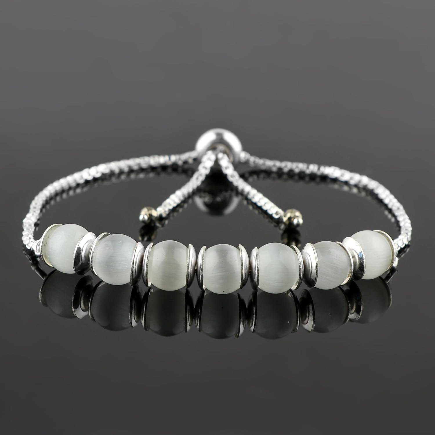 Micro Faceted Crystal Bracelet for Women – 6-8mm Dainty Slider Gemstone Bead Bracelet |Slider Chain 6–10 Inch Adjustable Minimal Everyday Jewelry - Image 2