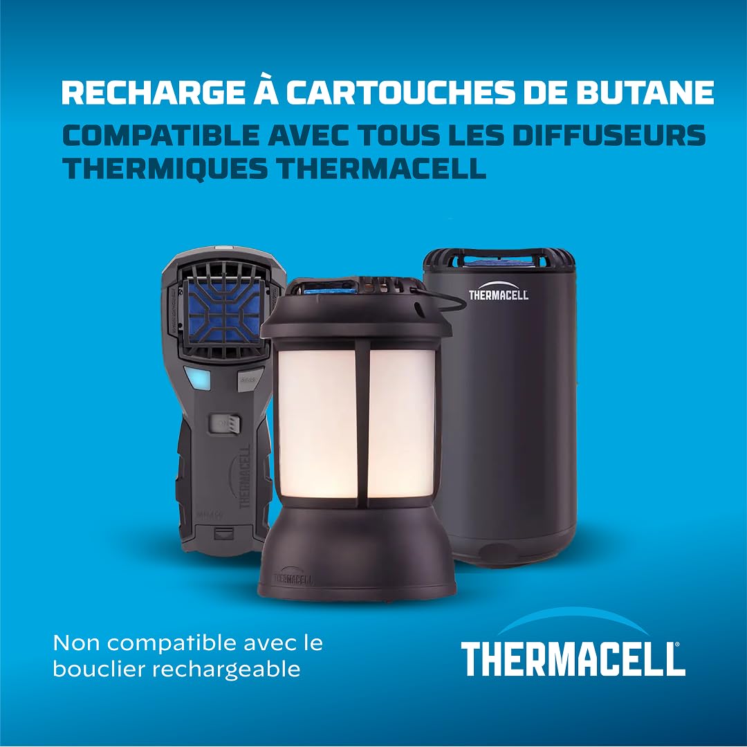 THERMACELL 8 Cartouches Gaz Butane Anti Moustiques Tigres - Extérieur | Pour Bouclier, Diffuseur et Lanterne - Effet Rapide, Inodore - Jardin, Terrasse, Piscine - THBUTANE4X2