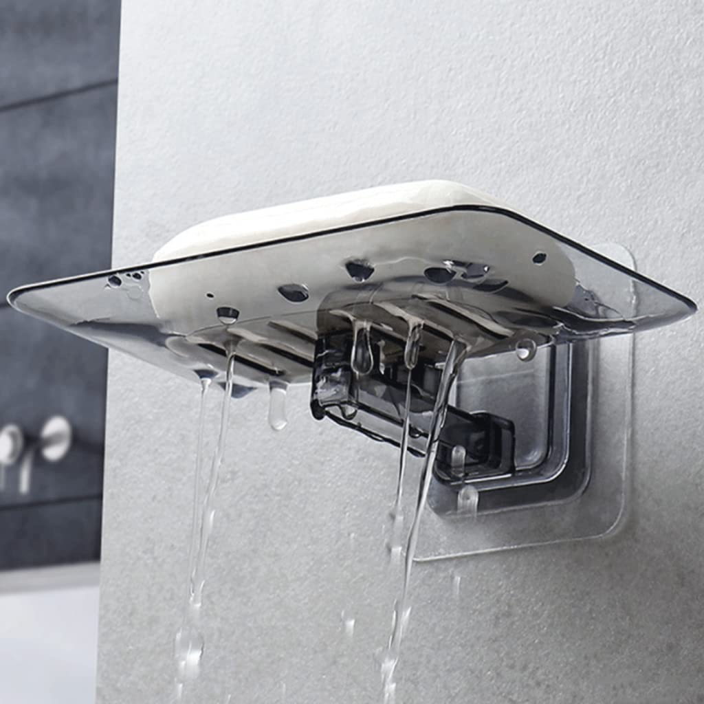 Soporte para jabón, Jabonera, jabonera, de Pared con Drenaje automático, plástico Transparente diseño Barra Hueca(Type M)